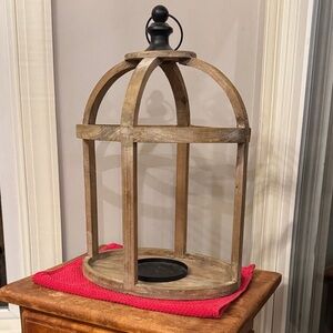 Rustic Wooden Lantern with Black Accents